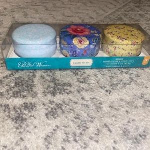 NWT Pioneer Vintage Floral Candle Tin Set